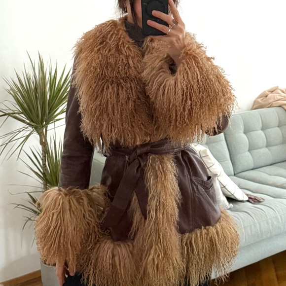 Vintage Afghan Real Mongolian Fur & Real Leather. Charlotte Simone Style - Picture 7 of 9